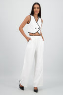 Pantalon sastre con pinza detalle contraste Hyp