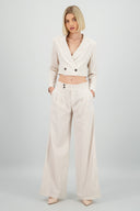 Pantalón fluido pinzas con lino