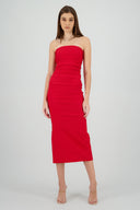 Vestido maxi strapless drapeado hypsters