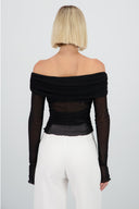 Top off shoulder mesh plisado Hypsters