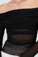 Top off shoulder mesh plisado Hypsters