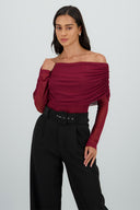 Mesh Off Shoulder Top