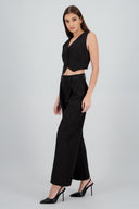 Pantalon de vestir con detalles satinados