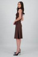 Vestido midi cuello alto con boton en espalda