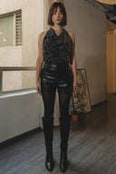 Shorts high waisted efecto piel